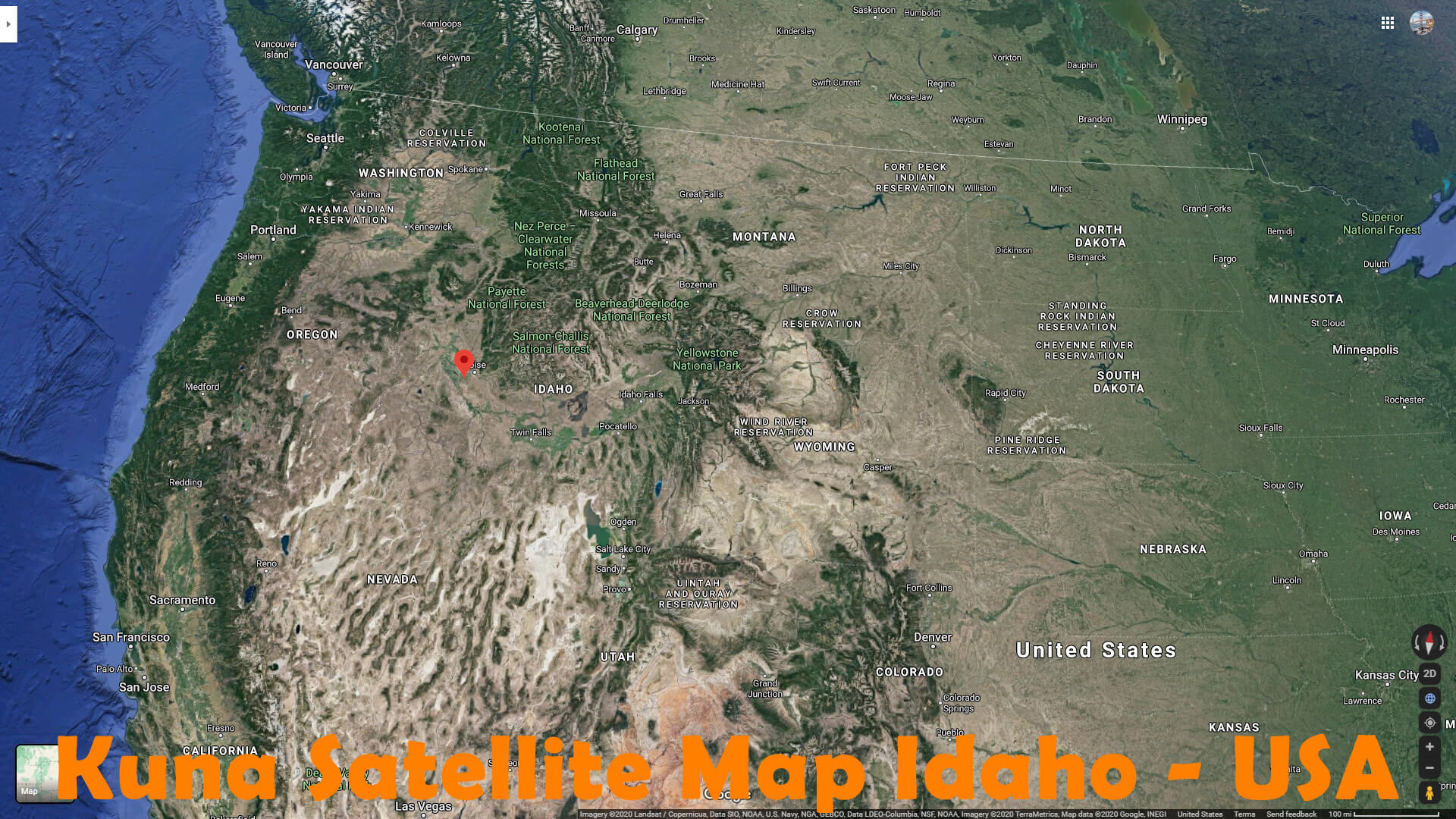 Kuna Satellite Carte Idaho   EUA